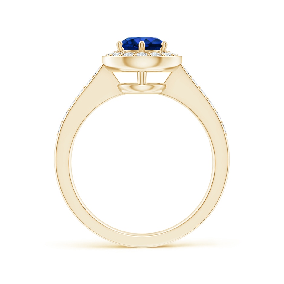 6mm AAAA Blue Sapphire Halo Ring with Diamond Accents in Yellow Gold side 199