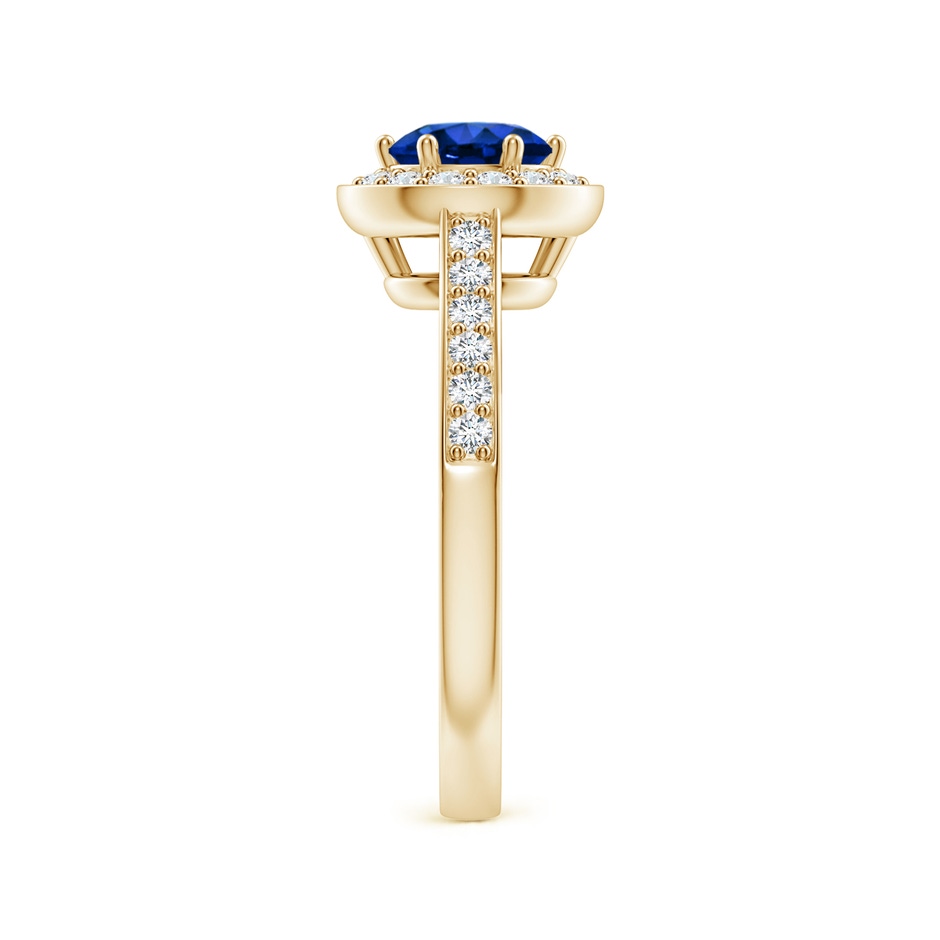 6mm AAAA Blue Sapphire Halo Ring with Diamond Accents in Yellow Gold side 299