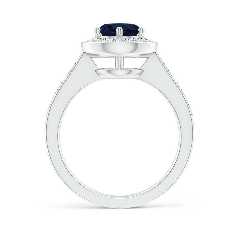 7mm A Blue Sapphire Halo Ring with Diamond Accents in 18K White Gold side 199