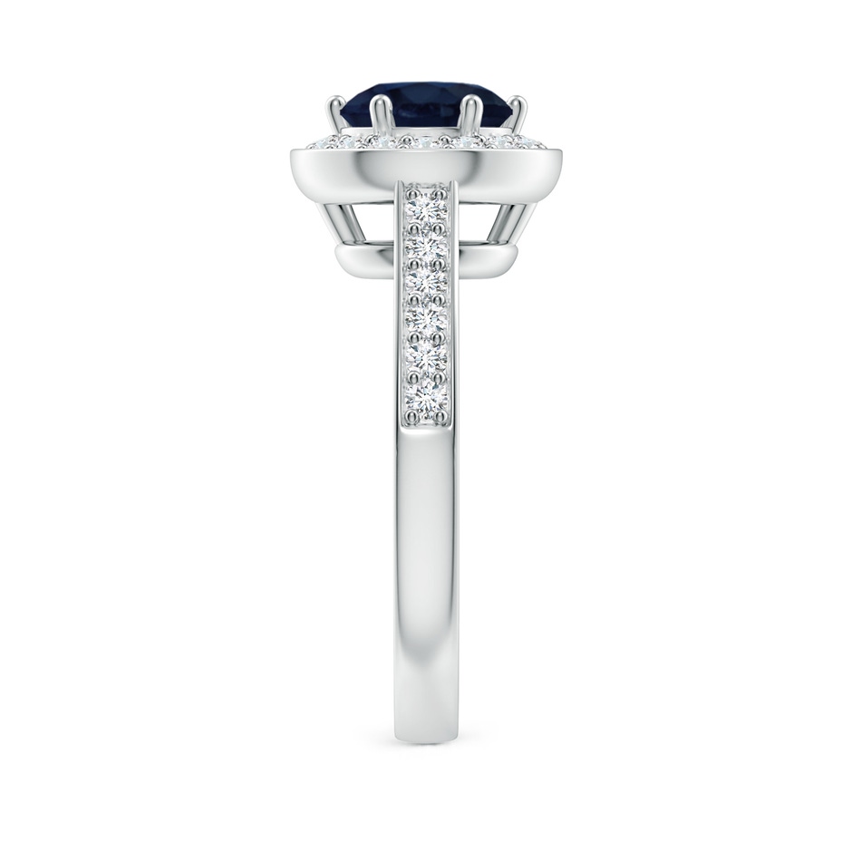 7mm A Blue Sapphire Halo Ring with Diamond Accents in 18K White Gold side 299