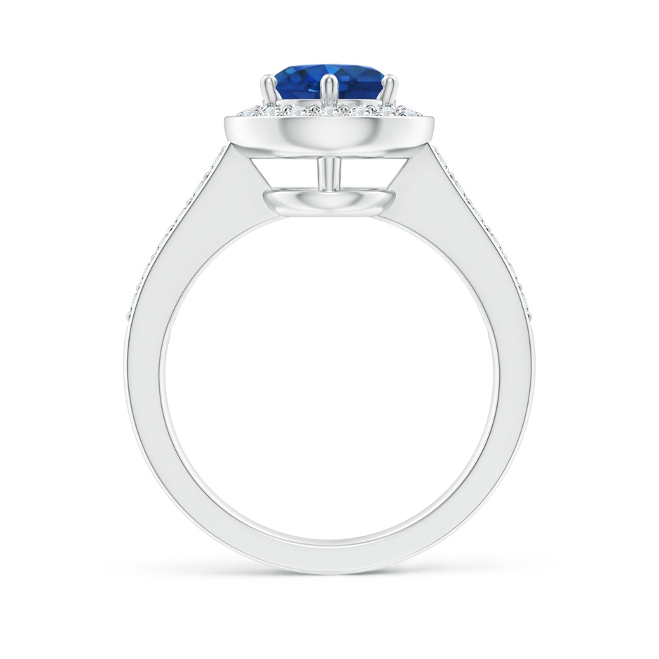 7mm AAA Blue Sapphire Halo Ring with Diamond Accents in White Gold side 199