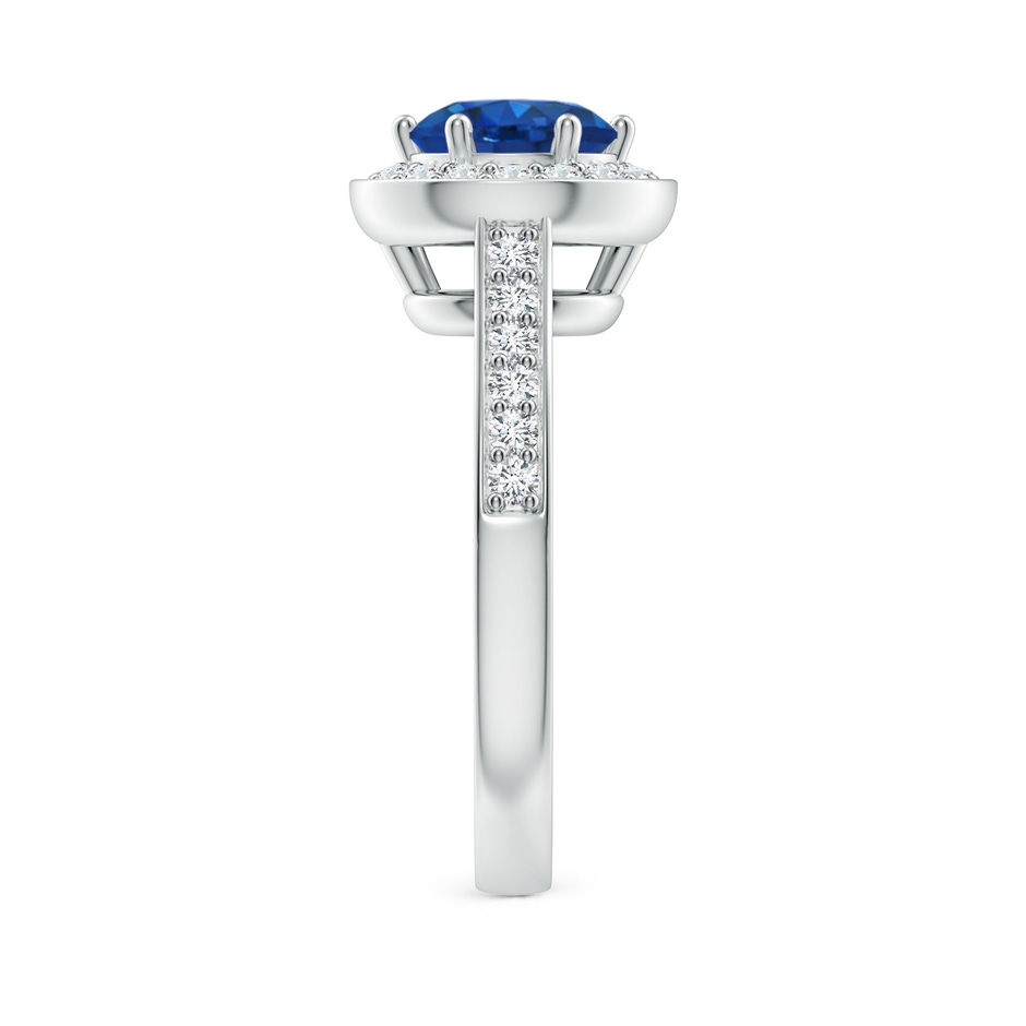 7mm AAA Blue Sapphire Halo Ring with Diamond Accents in White Gold side 299