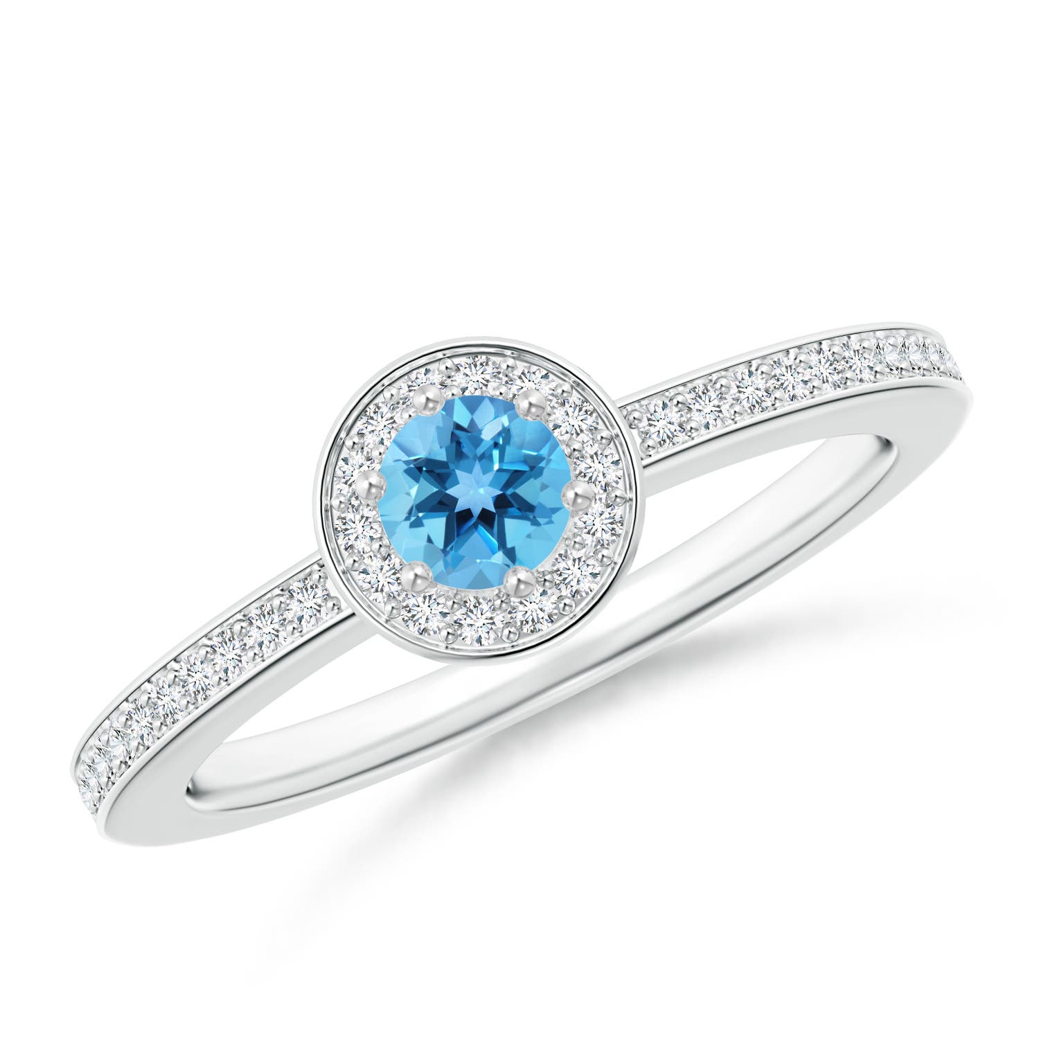 AA - Swiss Blue Topaz / 0.48 CT / 14 KT White Gold