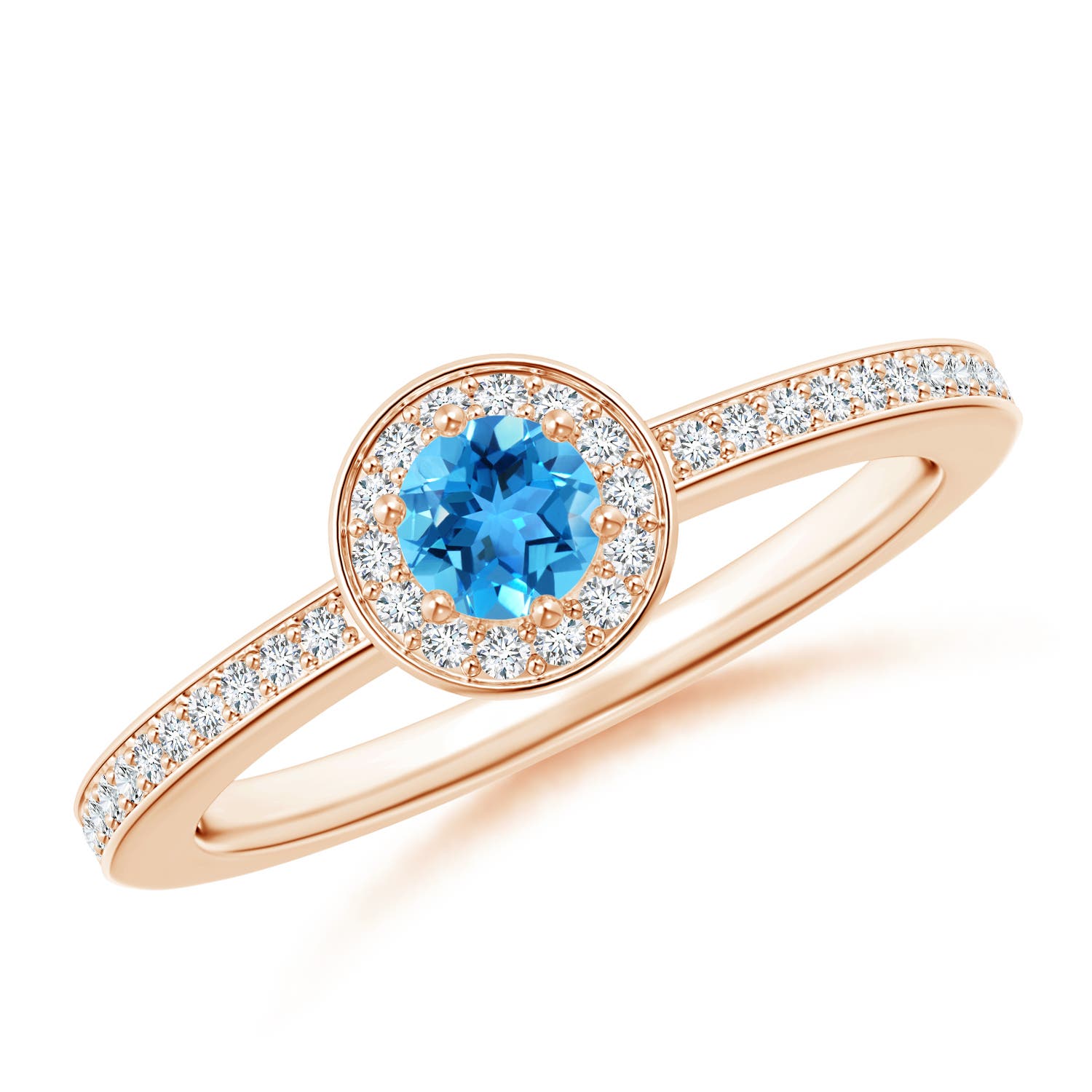 AAA - Swiss Blue Topaz / 0.48 CT / 14 KT Rose Gold