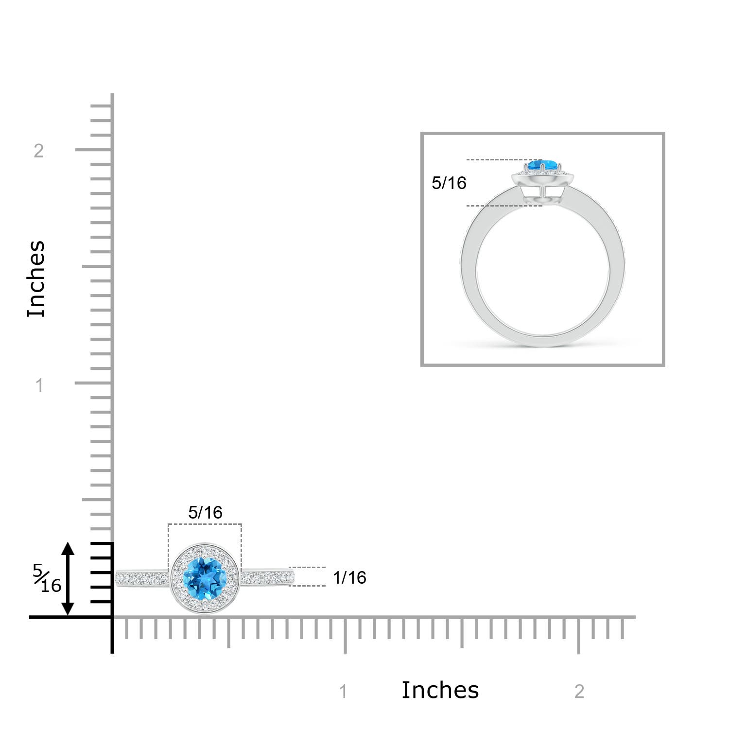 AAA - Swiss Blue Topaz / 0.48 CT / 14 KT White Gold