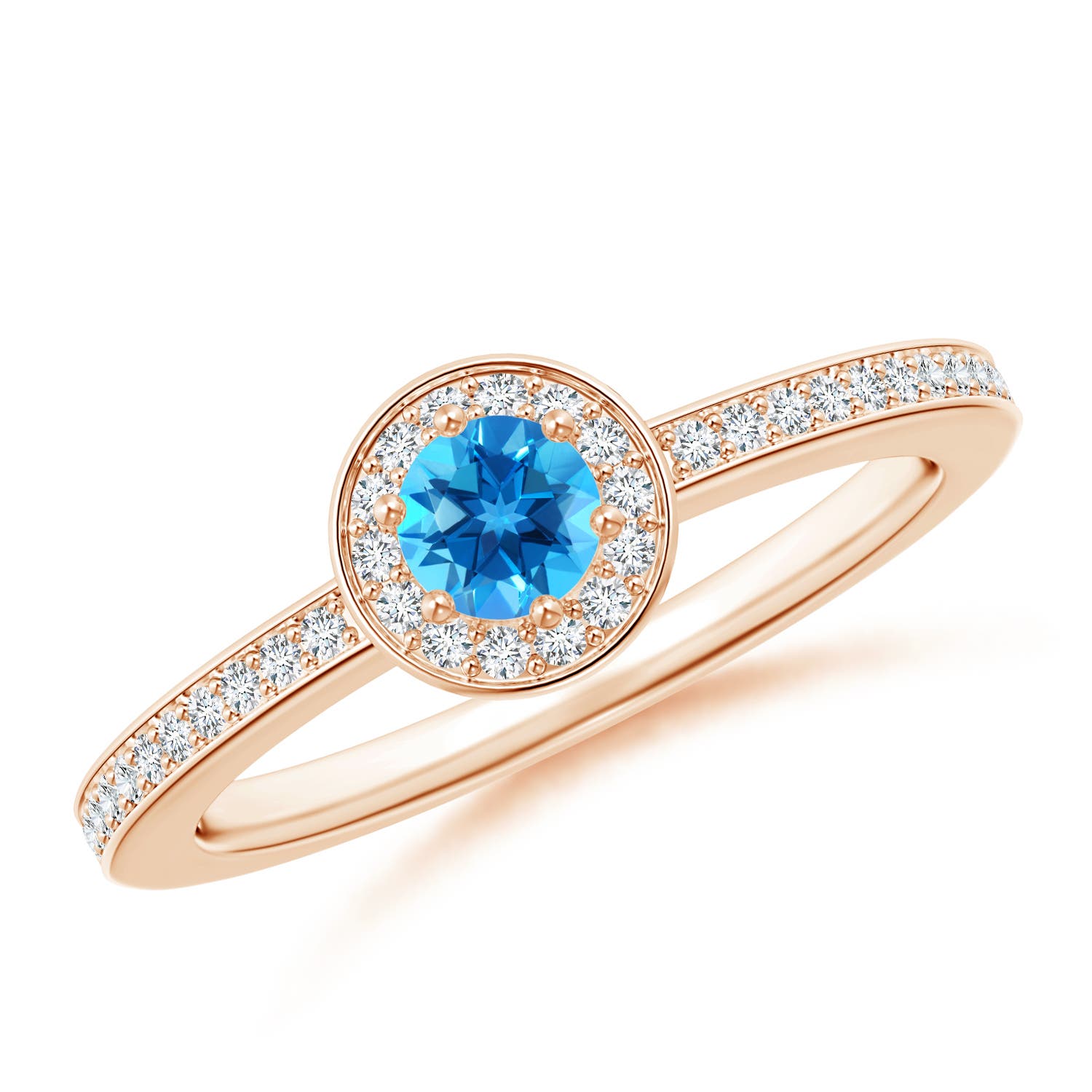 AAAA - Swiss Blue Topaz / 0.48 CT / 14 KT Rose Gold