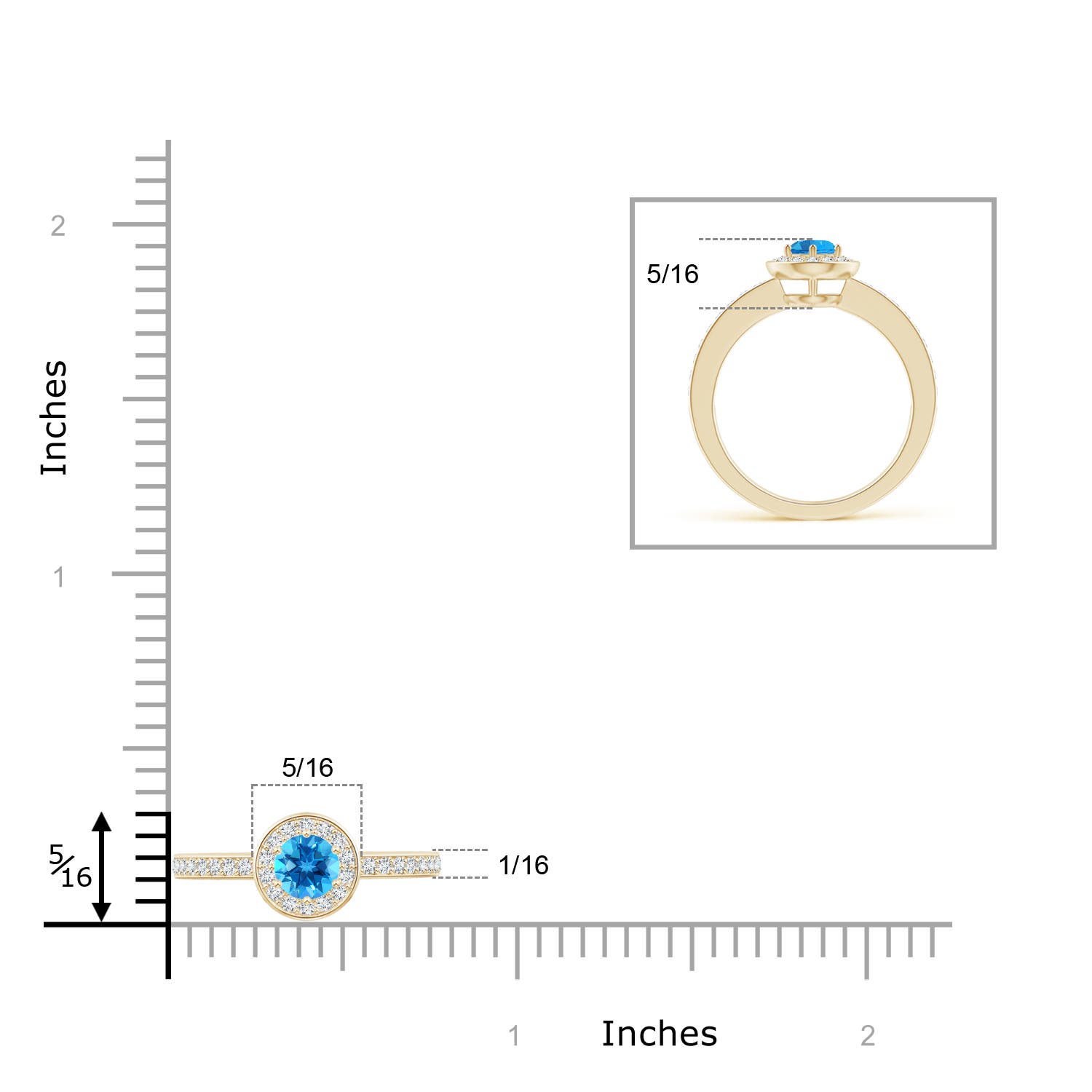 AAAA - Swiss Blue Topaz / 0.48 CT / 14 KT Yellow Gold