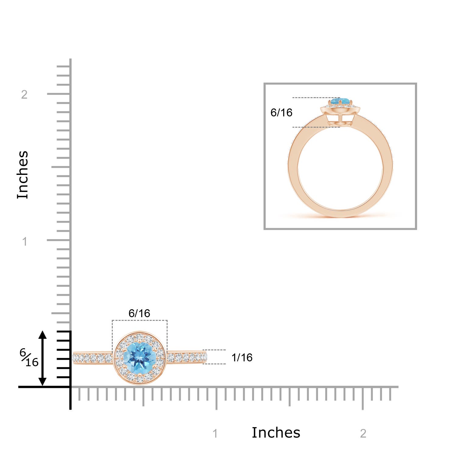 A - Swiss Blue Topaz / 0.82 CT / 14 KT Rose Gold