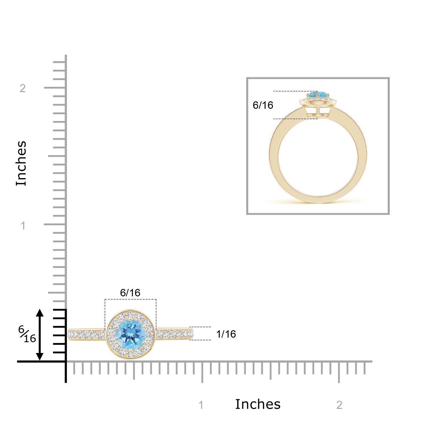 A - Swiss Blue Topaz / 0.82 CT / 14 KT Yellow Gold