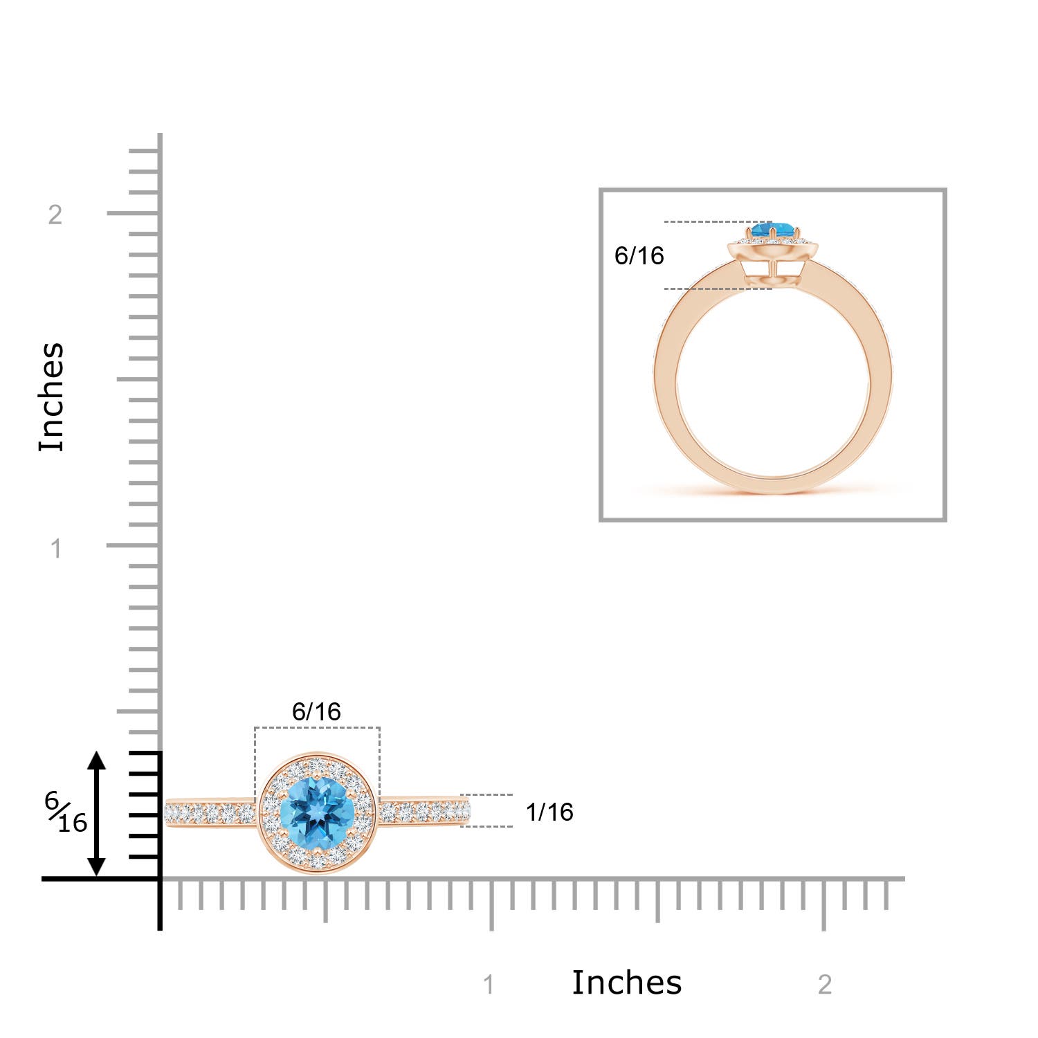 AA - Swiss Blue Topaz / 0.82 CT / 14 KT Rose Gold