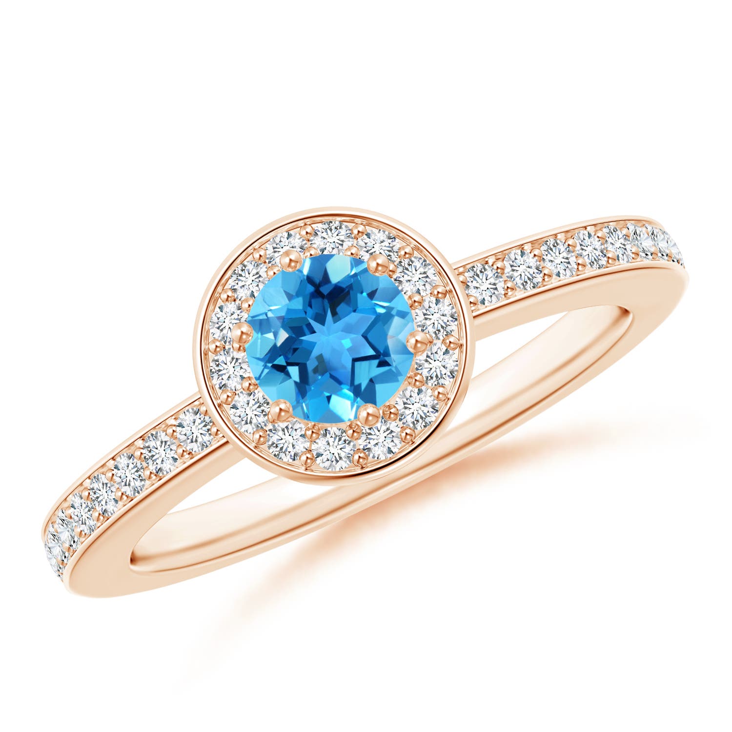 AAA - Swiss Blue Topaz / 0.82 CT / 14 KT Rose Gold