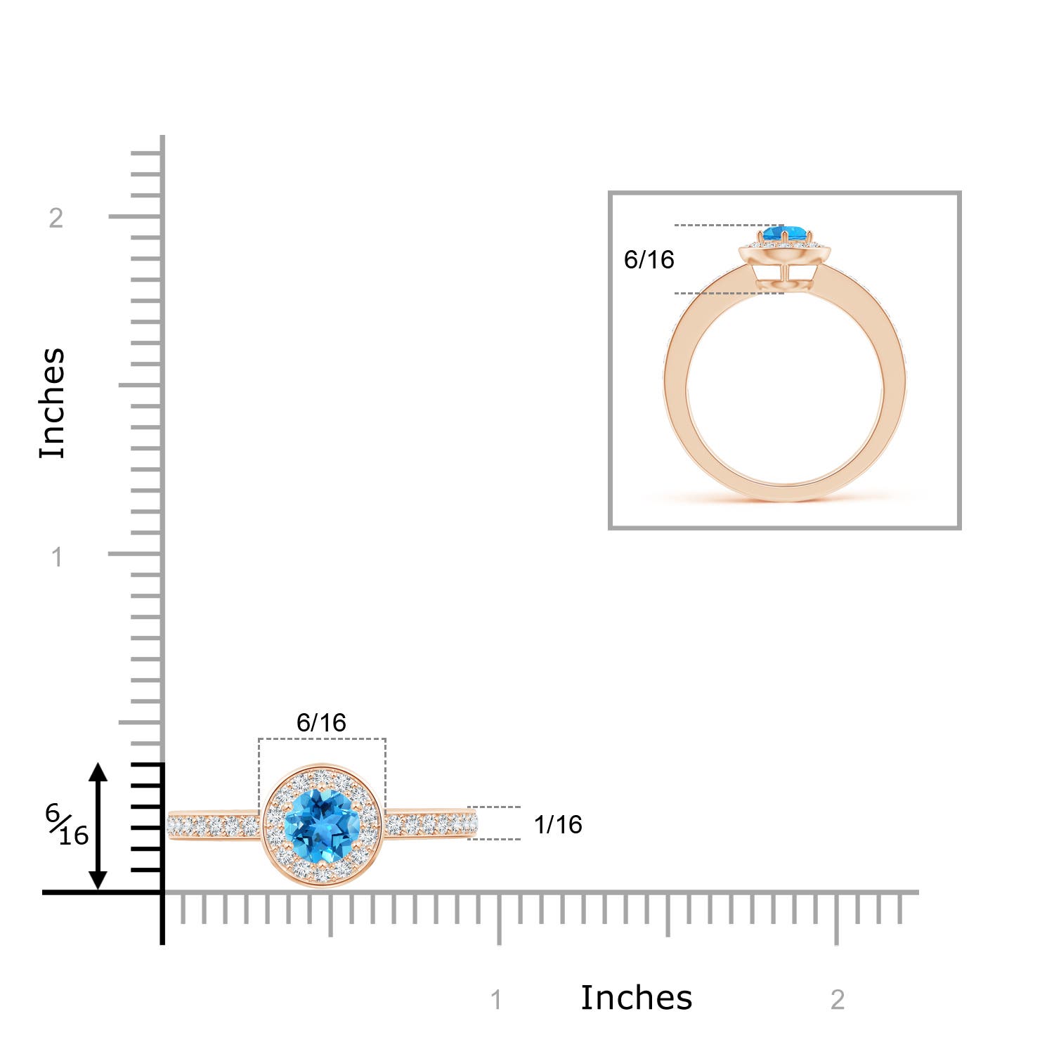 AAA - Swiss Blue Topaz / 0.82 CT / 14 KT Rose Gold