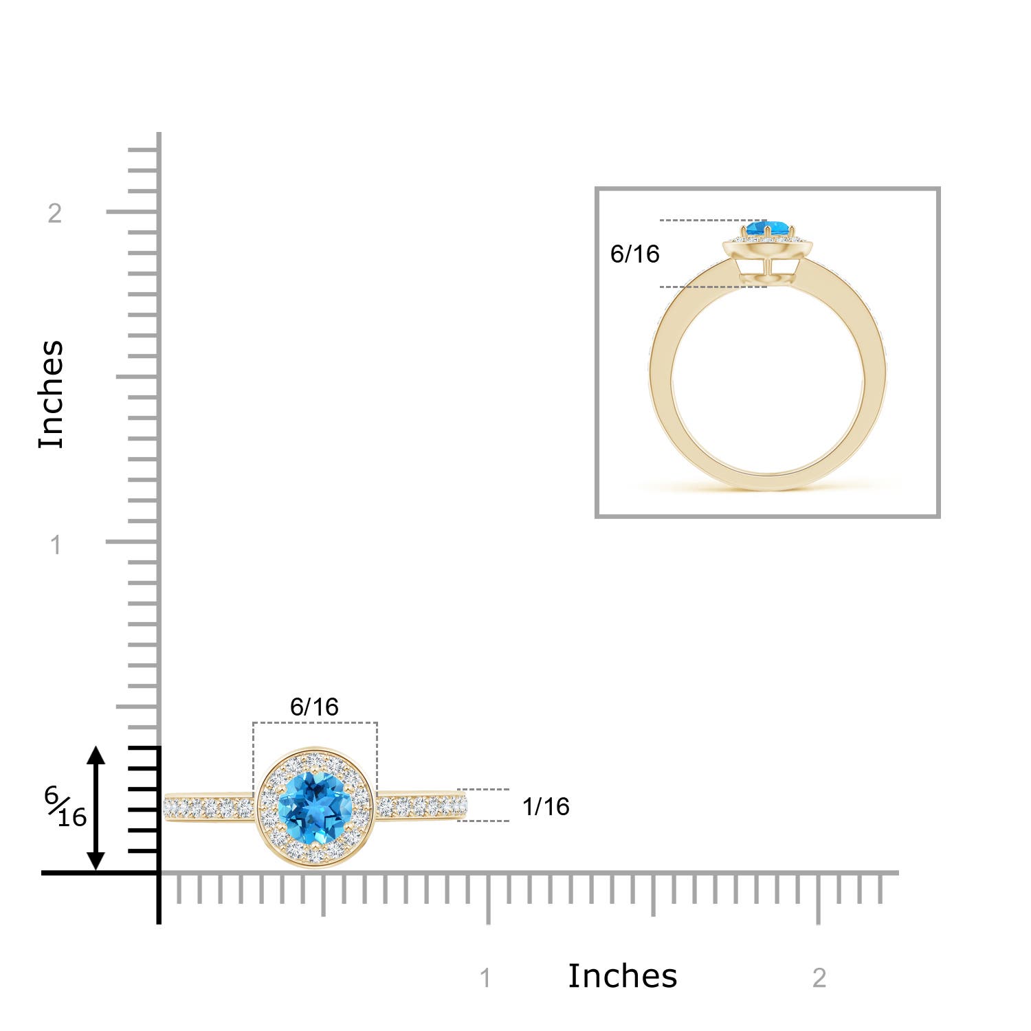 AAA - Swiss Blue Topaz / 0.82 CT / 14 KT Yellow Gold