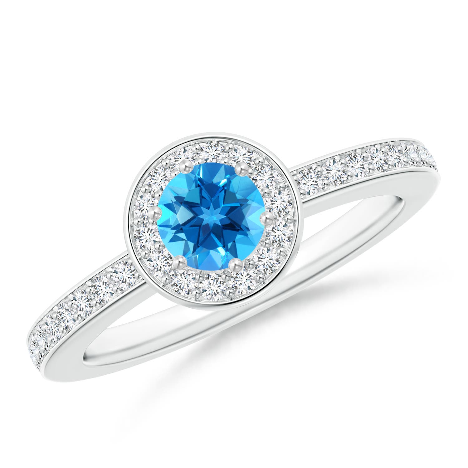 AAAA - Swiss Blue Topaz / 0.82 CT / 14 KT White Gold