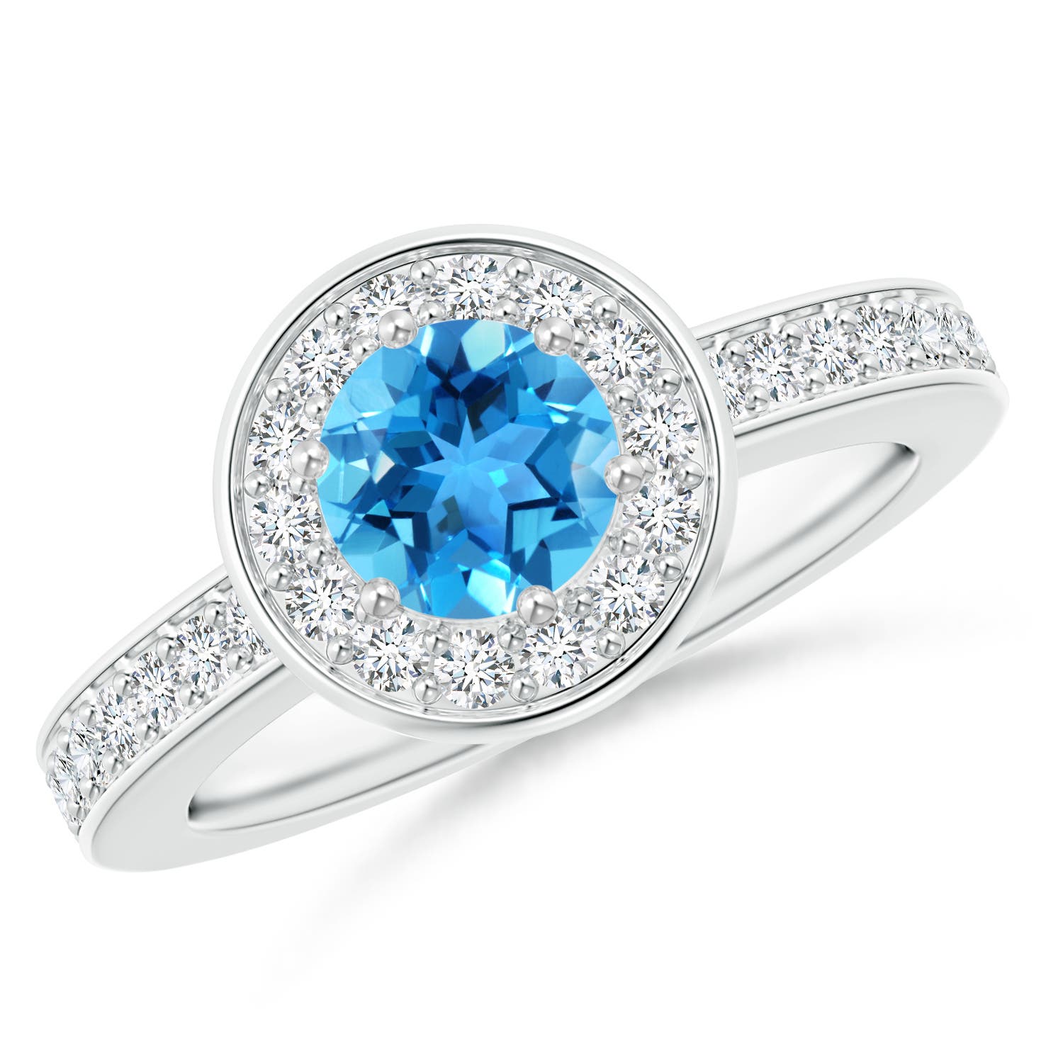 AAA - Swiss Blue Topaz / 1.31 CT / 14 KT White Gold