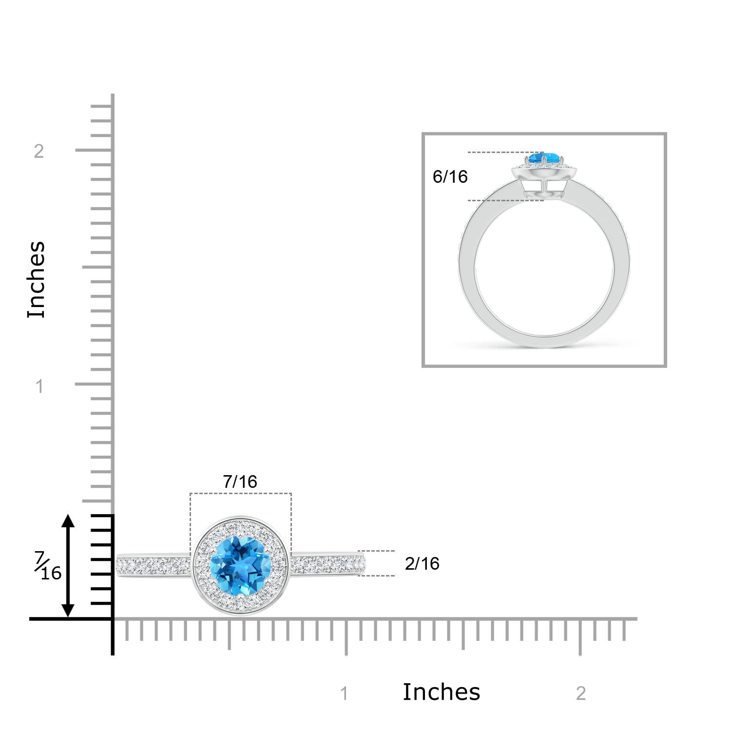 AAA - Swiss Blue Topaz / 1.31 CT / 14 KT White Gold