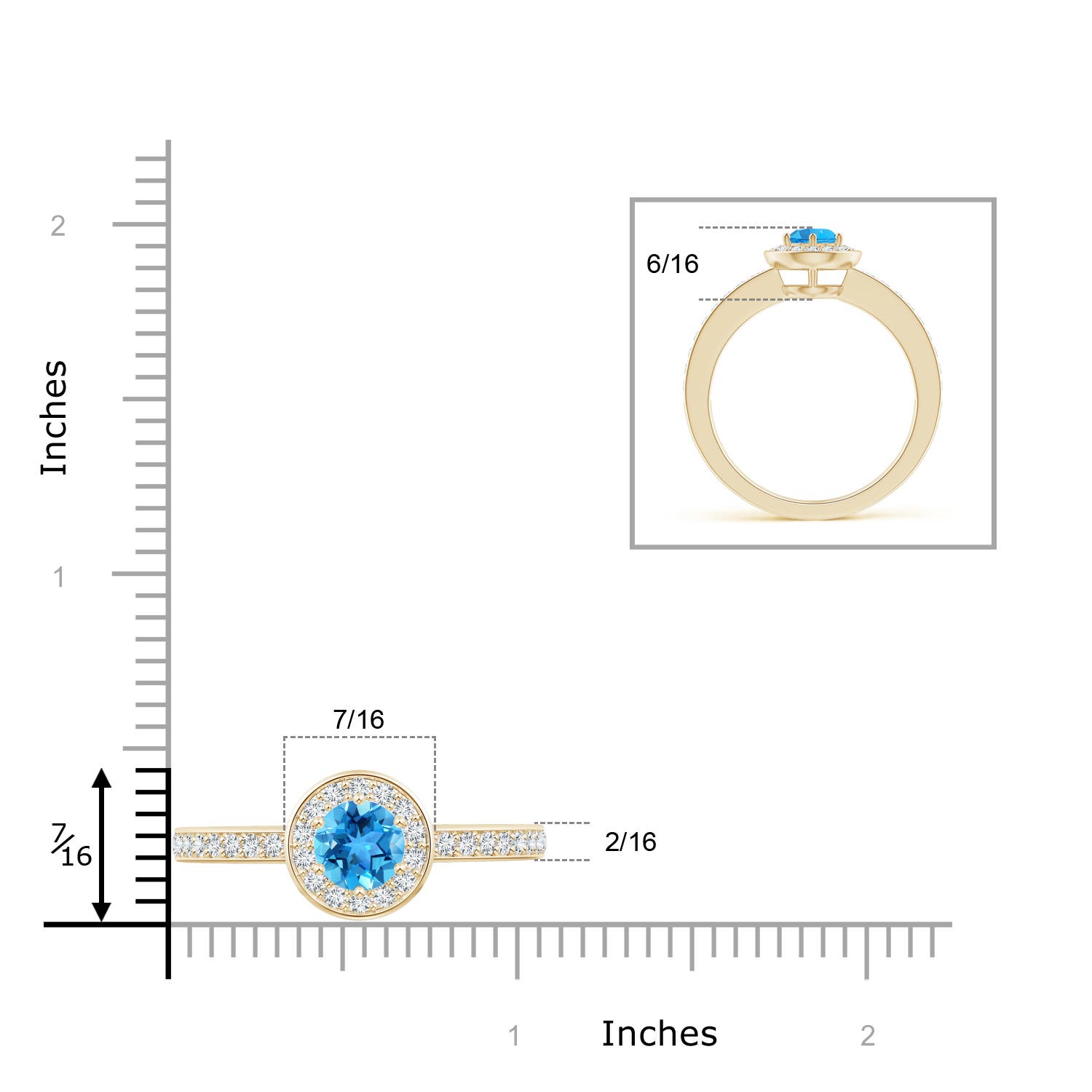 AAA - Swiss Blue Topaz / 1.31 CT / 14 KT Yellow Gold