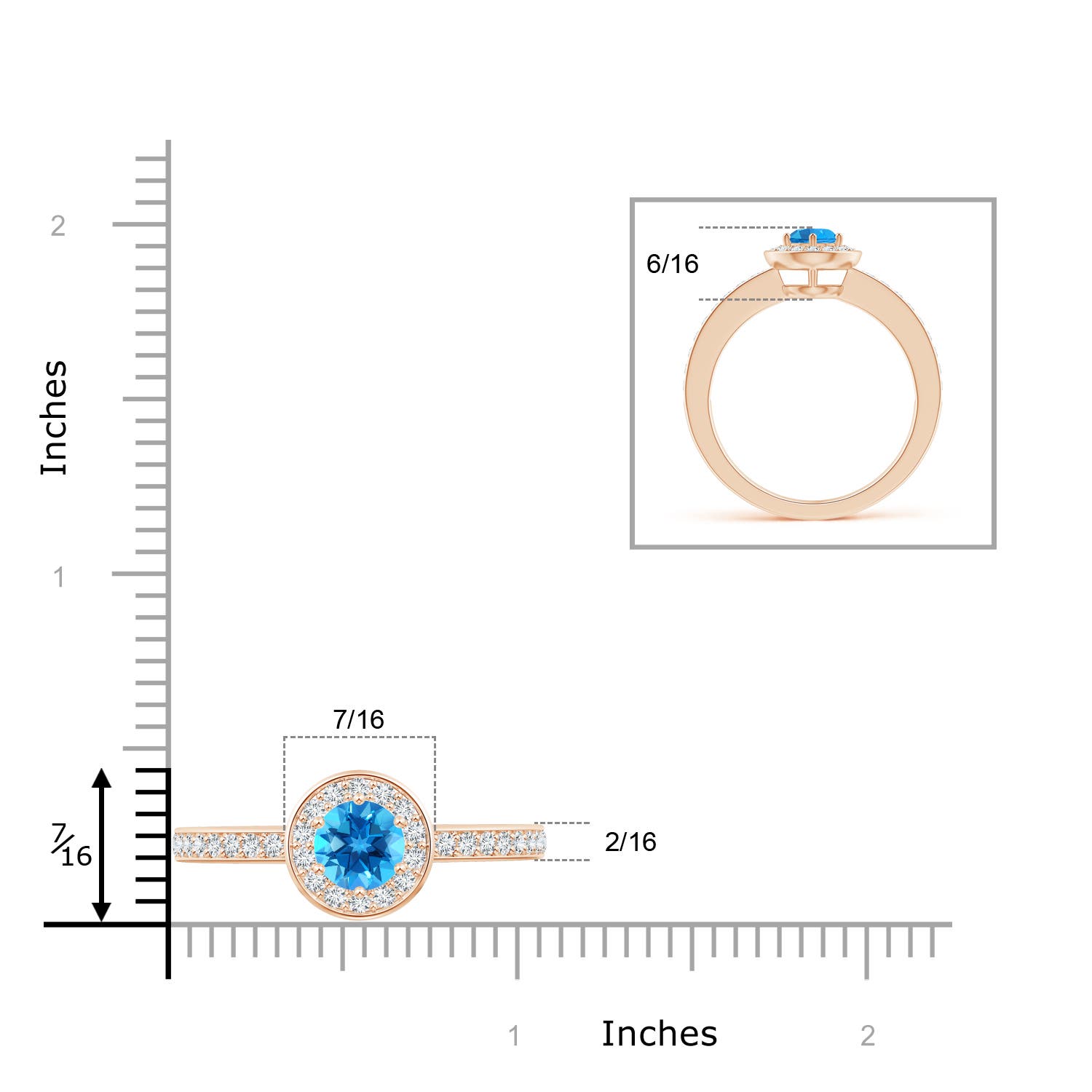 AAAA - Swiss Blue Topaz / 1.31 CT / 14 KT Rose Gold