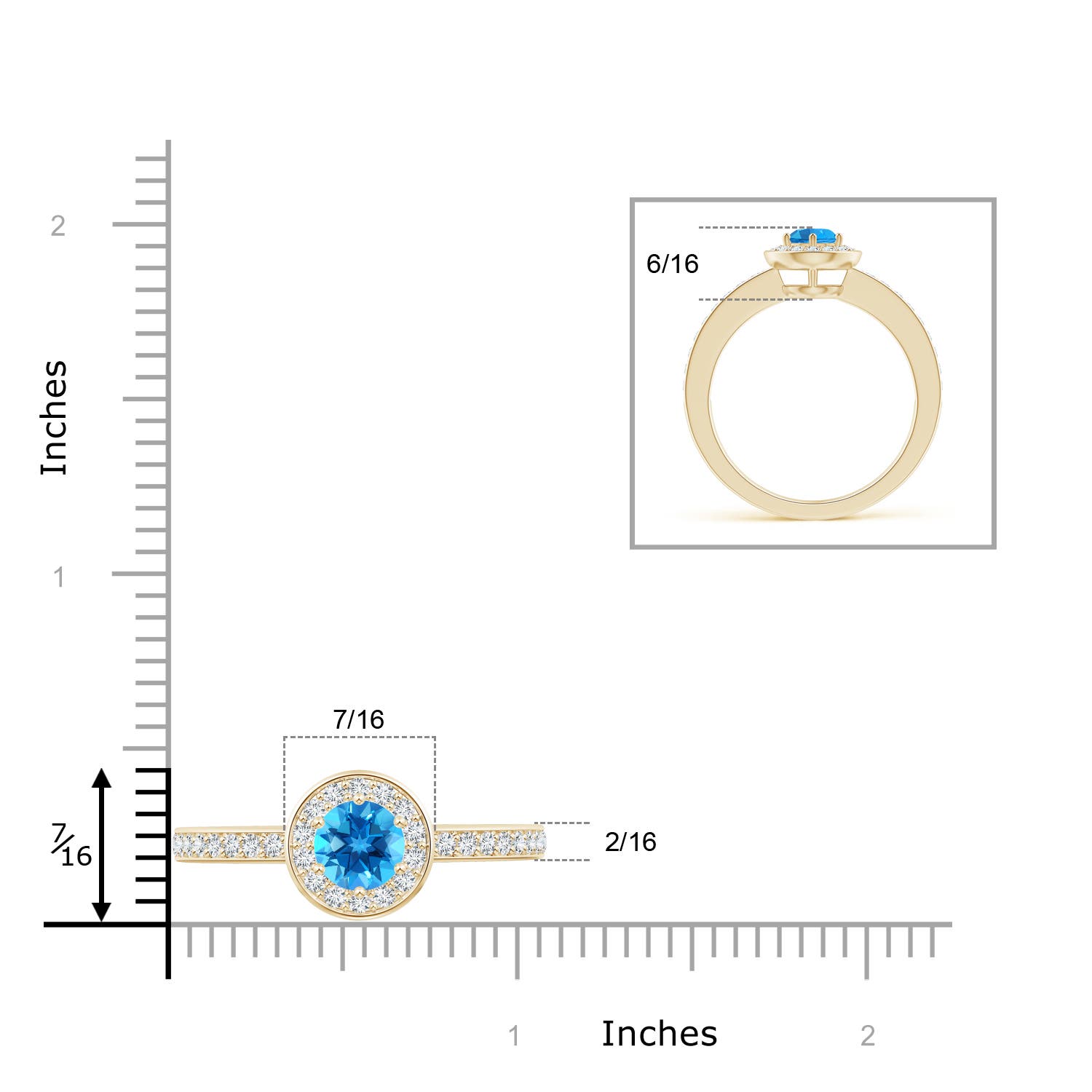 AAAA - Swiss Blue Topaz / 1.31 CT / 14 KT Yellow Gold