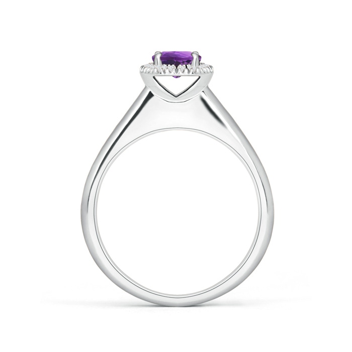 5mm AAA Classic Round Amethyst and Diamond Halo Ring in White Gold Product Image