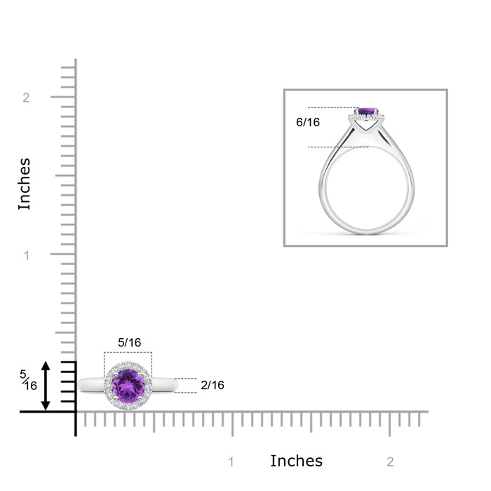 5mm AAA Classic Round Amethyst and Diamond Halo Ring in White Gold Product Image