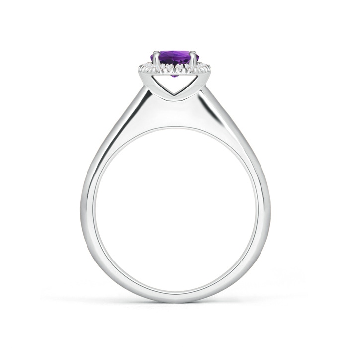 5mm AAAA Classic Round Amethyst and Diamond Halo Ring in White Gold Product Image