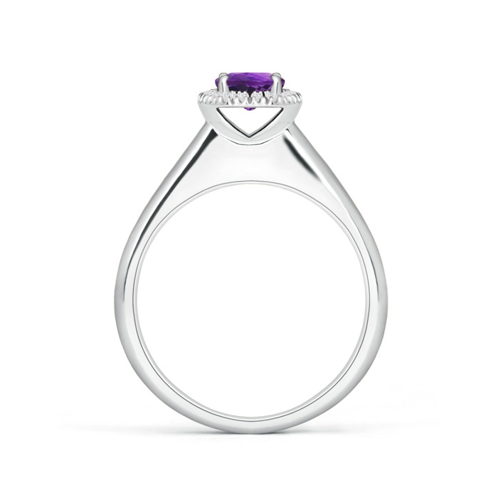 5mm AAAA Classic Round Amethyst and Diamond Halo Ring in White Gold product image