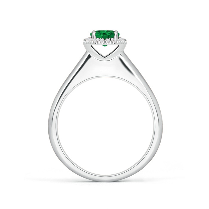 5mm AAA Classic Round Emerald and Diamond Halo Ring in White Gold Product Image