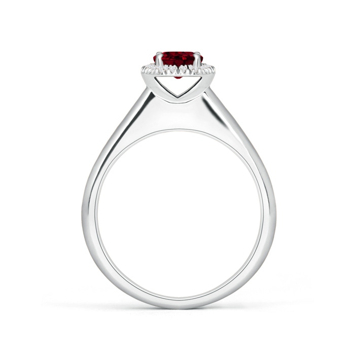 5mm AAA Classic Round Garnet and Diamond Halo Ring in White Gold Product Image