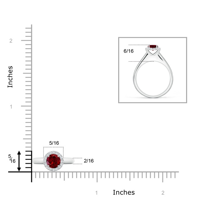 5mm AAA Classic Round Garnet and Diamond Halo Ring in White Gold Product Image