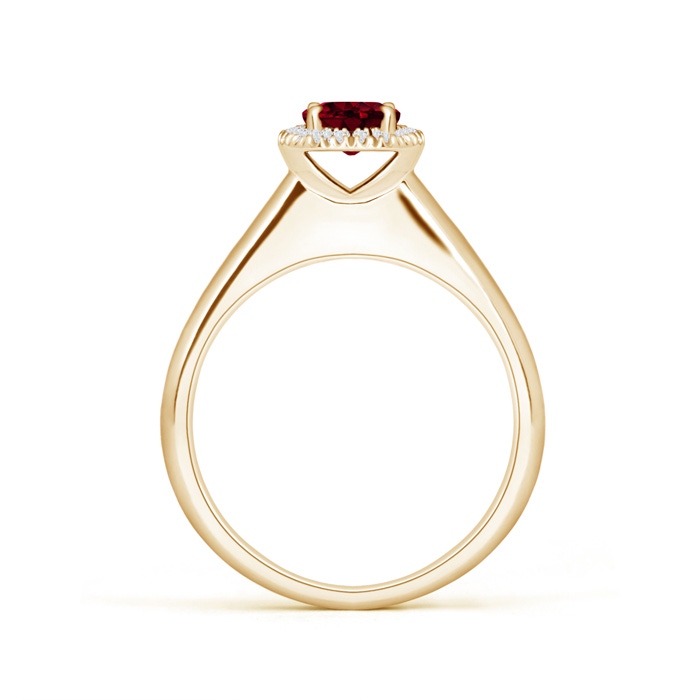 5mm AAA Classic Round Garnet and Diamond Halo Ring in Yellow Gold Product Image