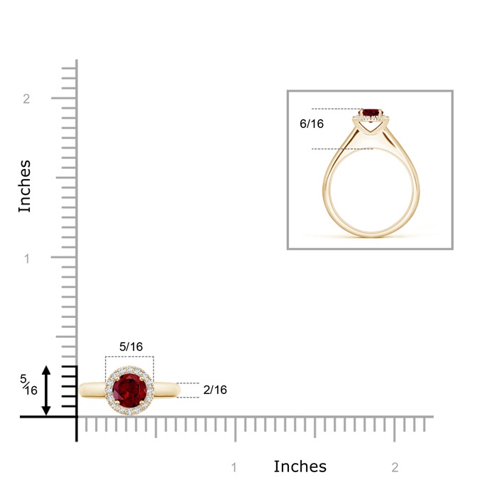 5mm AAA Classic Round Garnet and Diamond Halo Ring in Yellow Gold Product Image