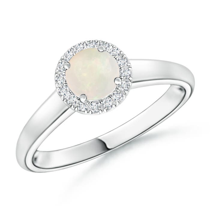 A - Opal / 0.41 CT / 14 KT White Gold