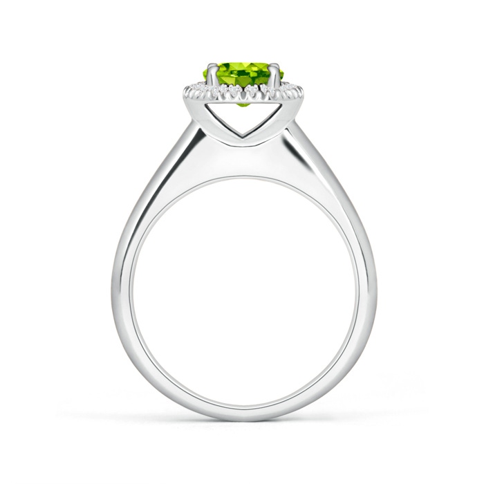 6mm AAA Classic Round Peridot and Diamond Halo Ring in 9K White Gold product image