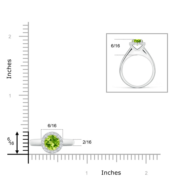 6mm AAA Classic Round Peridot and Diamond Halo Ring in 9K White Gold product image