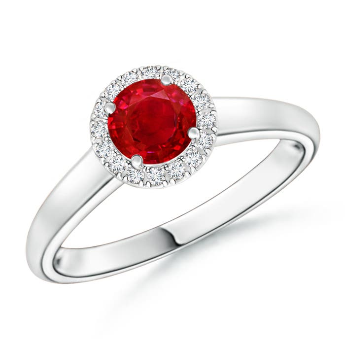 AAA - Ruby / 0.68 CT / 14 KT White Gold