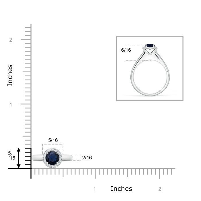 Classic Round Blue Sapphire and Diamond Halo Ring