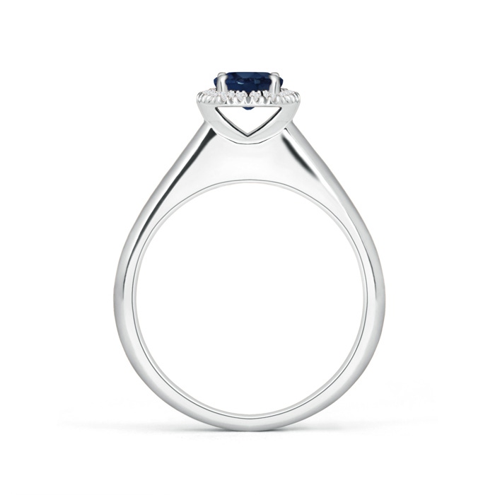 5mm AA Classic Round Blue Sapphire and Diamond Halo Ring in P950 Platinum product image