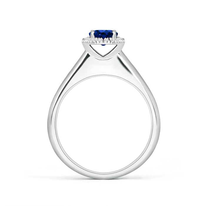 5mm AAAA Classic Round Blue Sapphire and Diamond Halo Ring in P950 Platinum product image