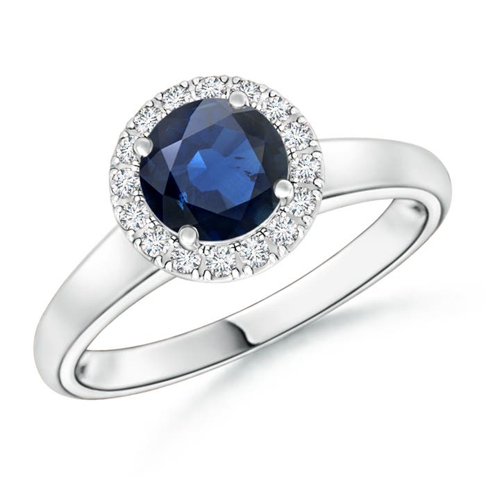 AA - Blue Sapphire / 1.1 CT / 14 KT White Gold