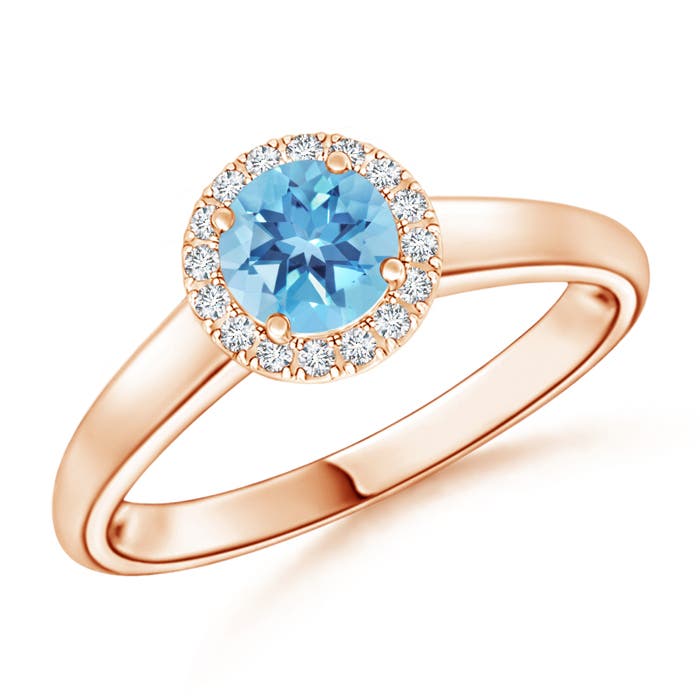 A - Swiss Blue Topaz / 0.68 CT / 14 KT Rose Gold