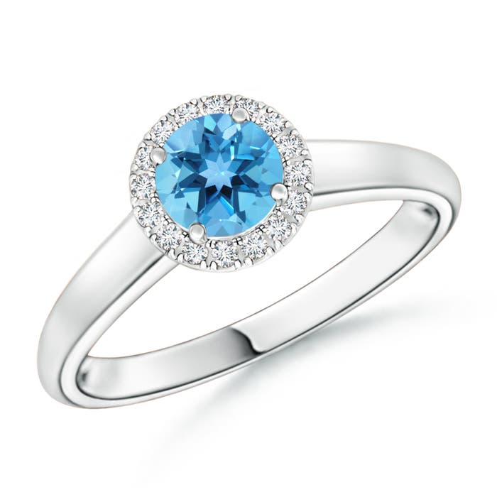 AA - Swiss Blue Topaz / 0.68 CT / 14 KT White Gold