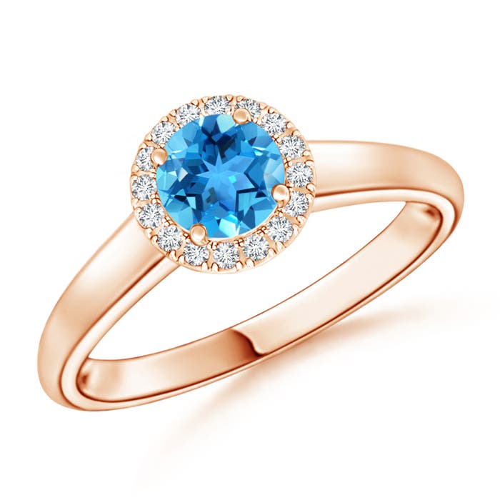 AAA - Swiss Blue Topaz / 0.68 CT / 14 KT Rose Gold