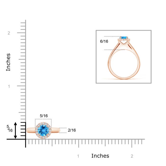 AAA - Swiss Blue Topaz / 0.68 CT / 14 KT Rose Gold