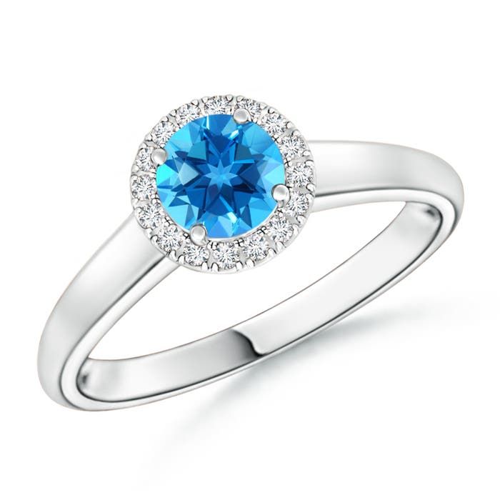 AAAA - Swiss Blue Topaz / 0.68 CT / 14 KT White Gold