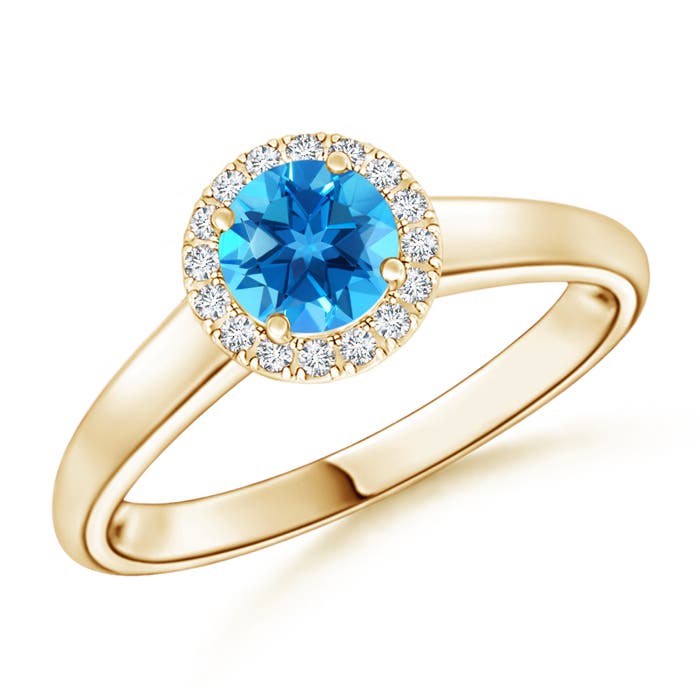 AAAA - Swiss Blue Topaz / 0.68 CT / 14 KT Yellow Gold