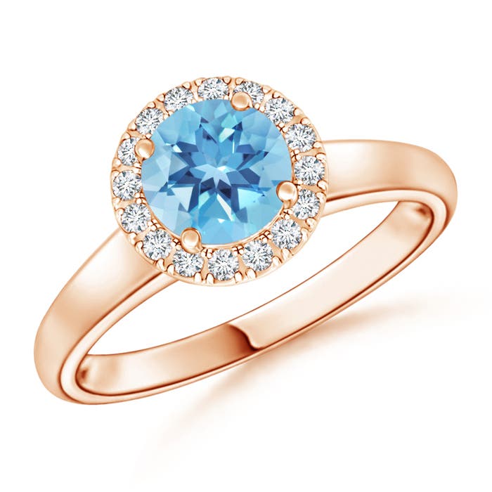 A - Swiss Blue Topaz / 1.05 CT / 14 KT Rose Gold