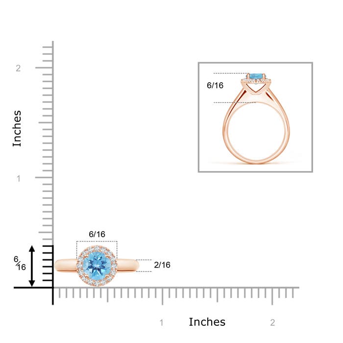 A - Swiss Blue Topaz / 1.05 CT / 14 KT Rose Gold