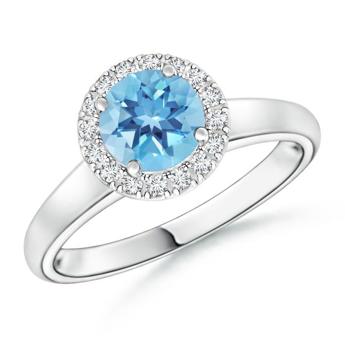 A - Swiss Blue Topaz / 1.05 CT / 14 KT White Gold