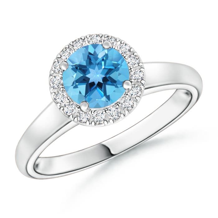 AA - Swiss Blue Topaz / 1.05 CT / 14 KT White Gold